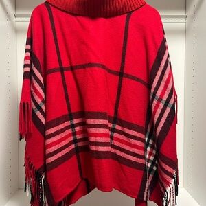 Talbots Red and Black Plaid Poncho